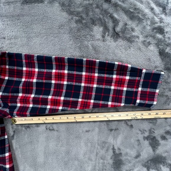 Line of Trade Men XXL Red Blue Plaid Flannel Long Sleeve Button Up Shirt NEW - Picture 6 of 8